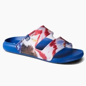 Reef Men's Oasis Double Up Slide Sandal Red White Blue USA Bald Eagle Sz 10 NWT